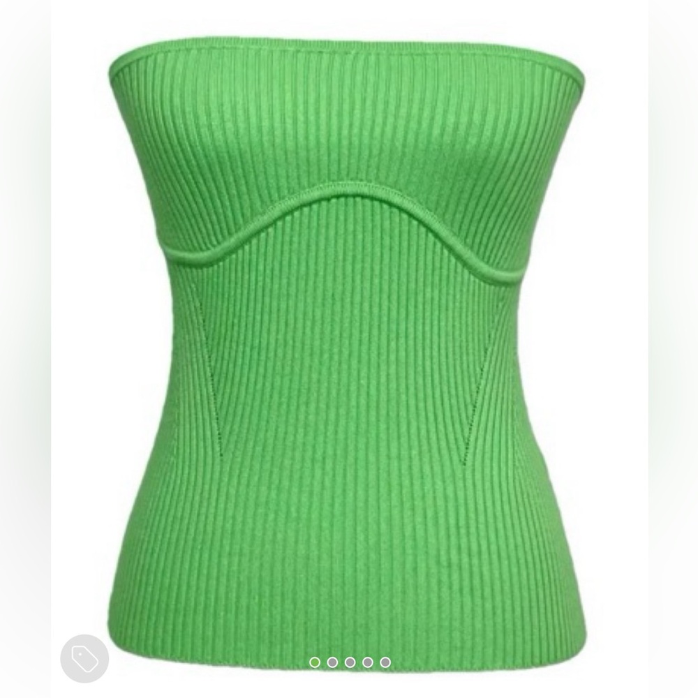 Vibrant Green Camila Coelho Strapless Ribbed Knit Top